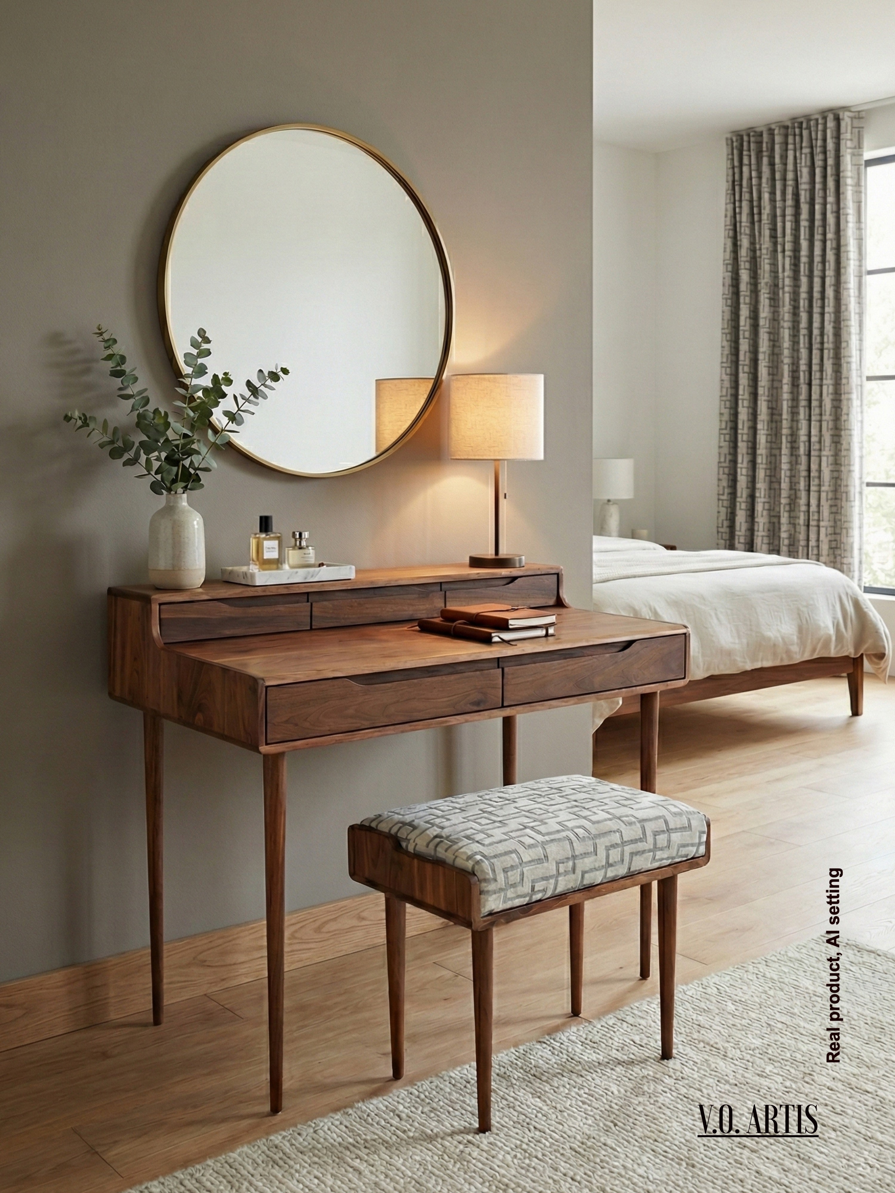 dressing table Sleek Silver and White Dressing Table