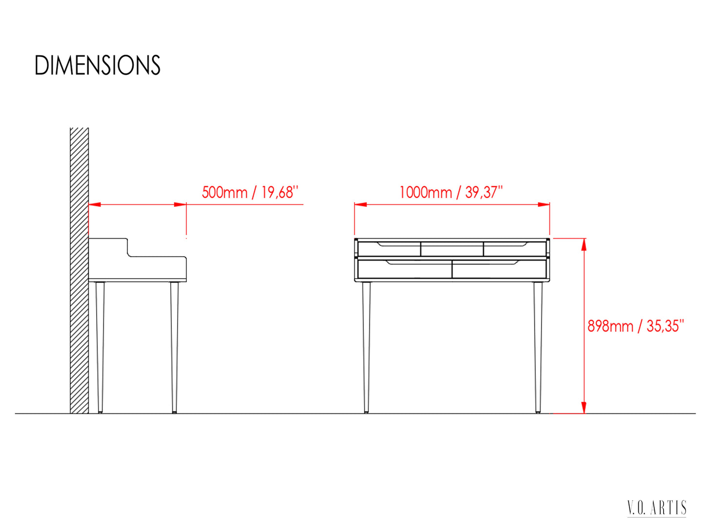 Vanity , Dressing Table in solid American Oak or Walnut