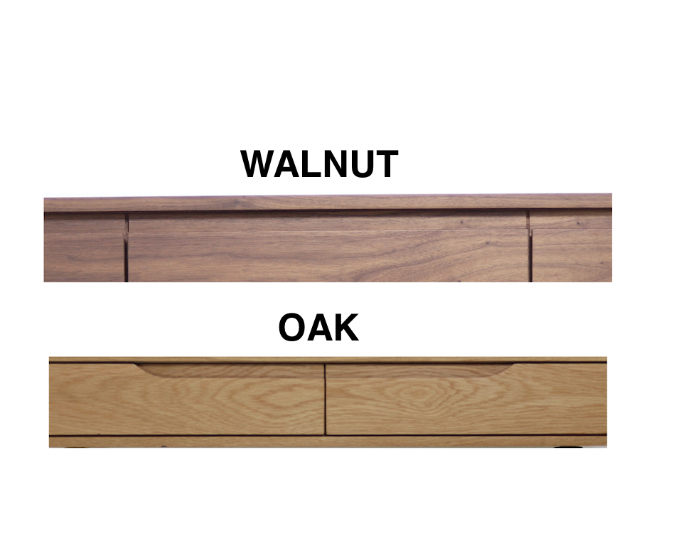 Console table with shelves in solid American Oak or Walnut