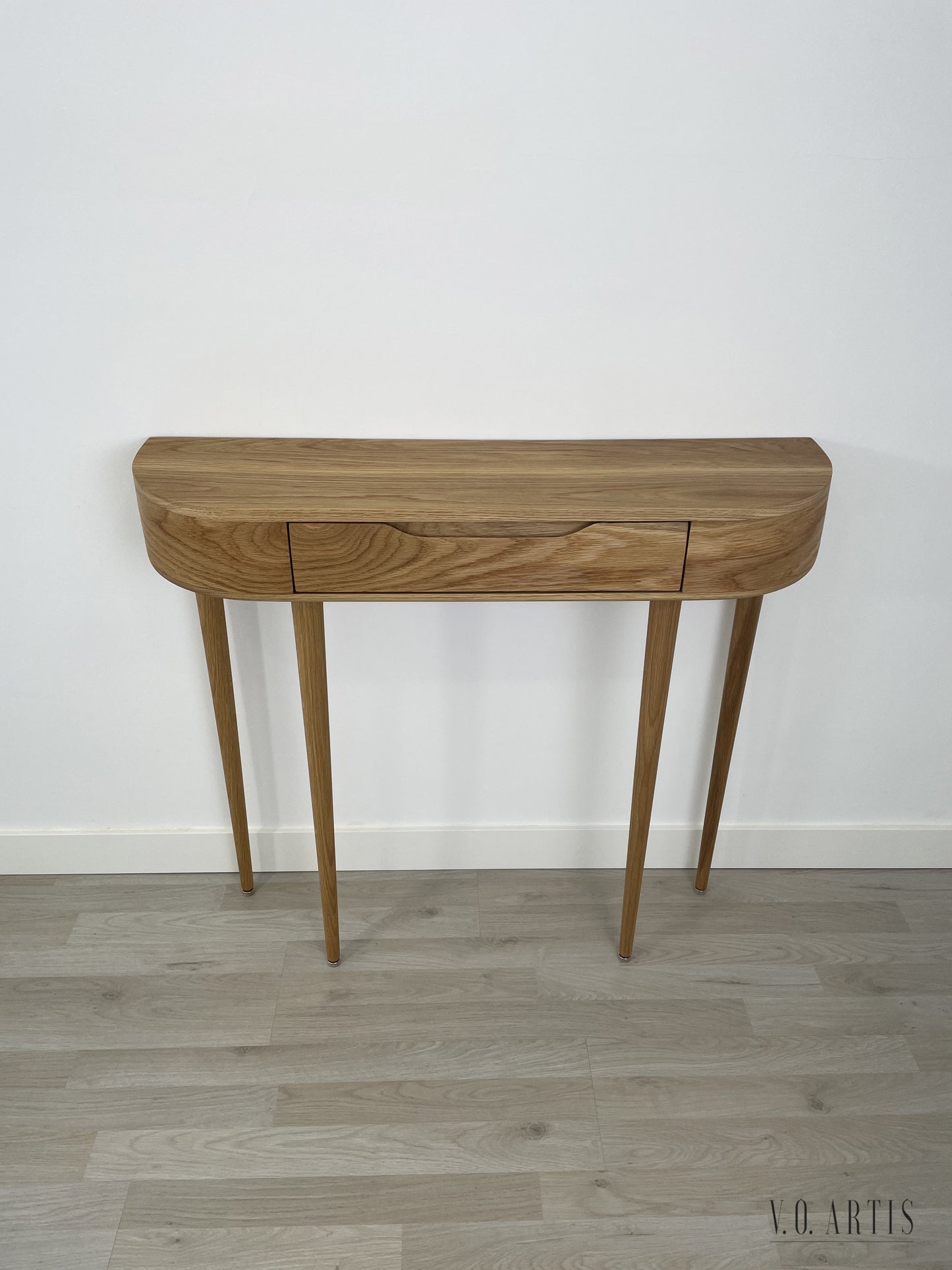 Console Table with drawer and 4 Legs in solid American Oak or Walnut