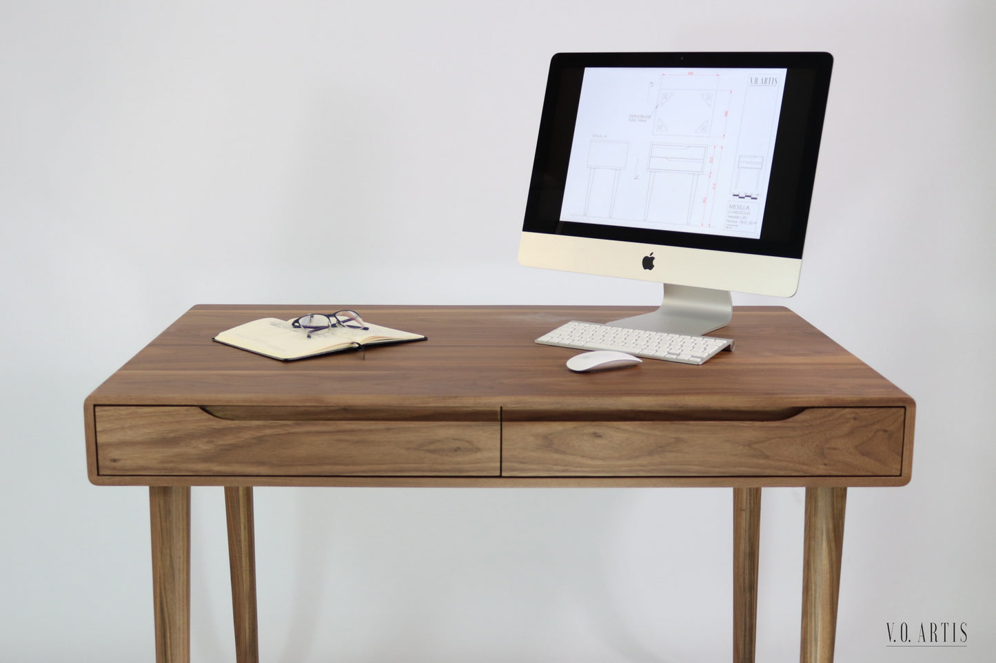 Desk in Solid american Walnut our Oak with drawers