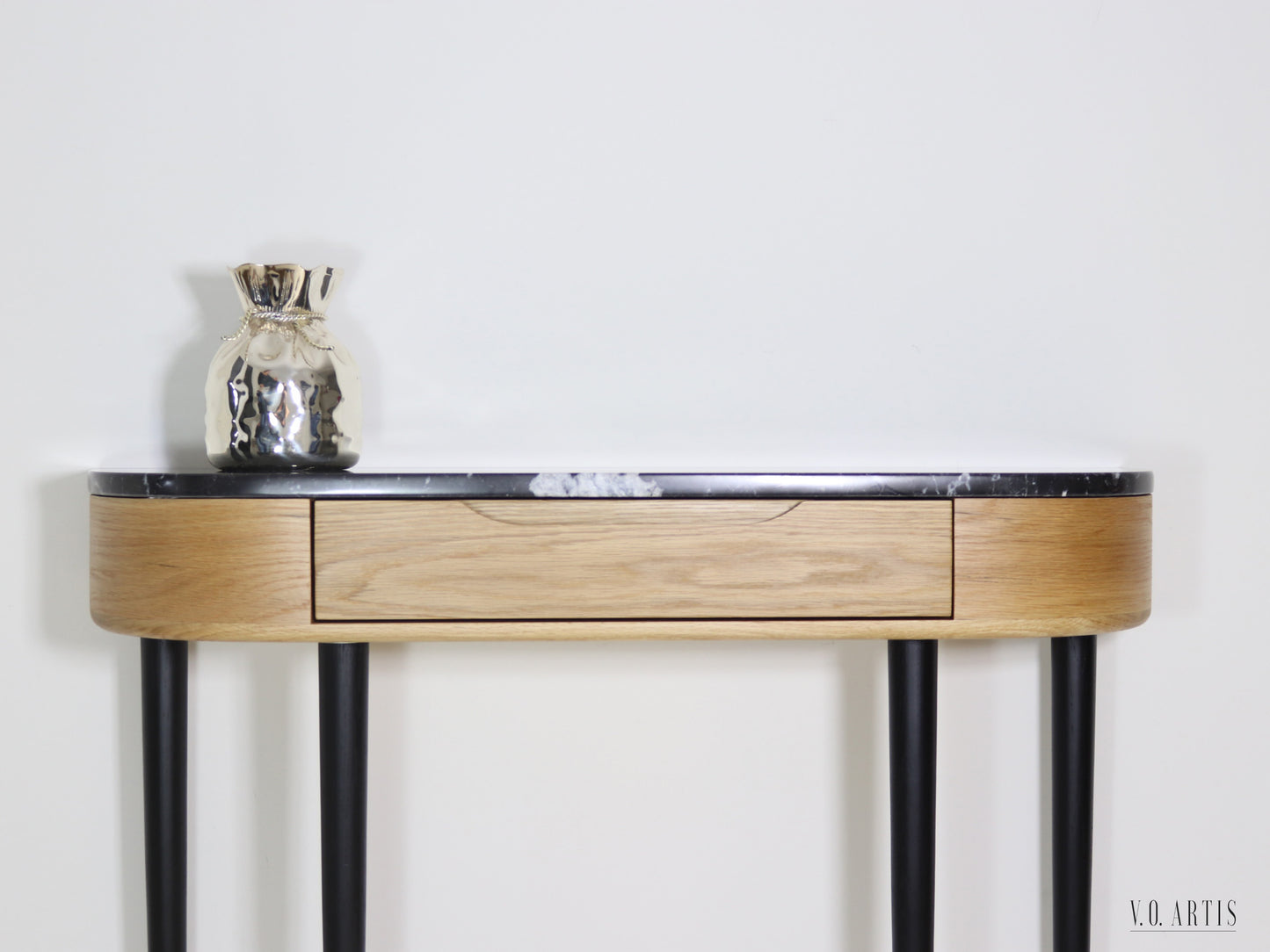 Marble Console Table.  Oak Hallway Table, Modern Wood Entryway Furniture