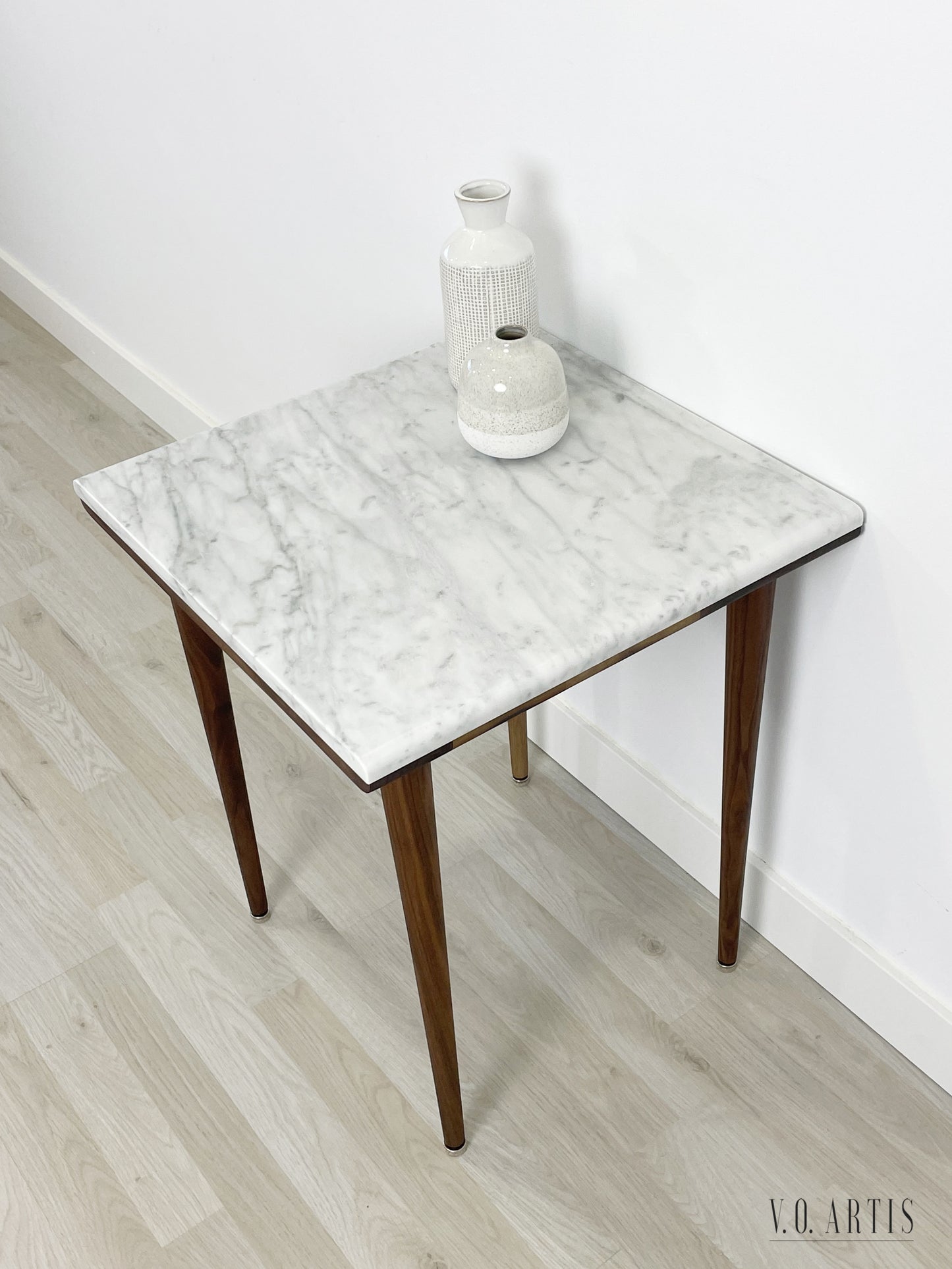 Coffee table with Marble Top, in solid American Walnut our Oak