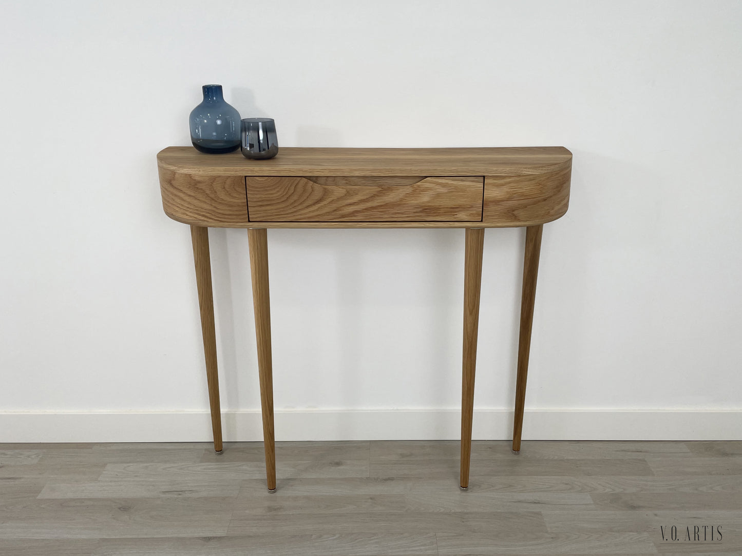 Console Table with drawer and 4 Legs in solid American Oak or Walnut