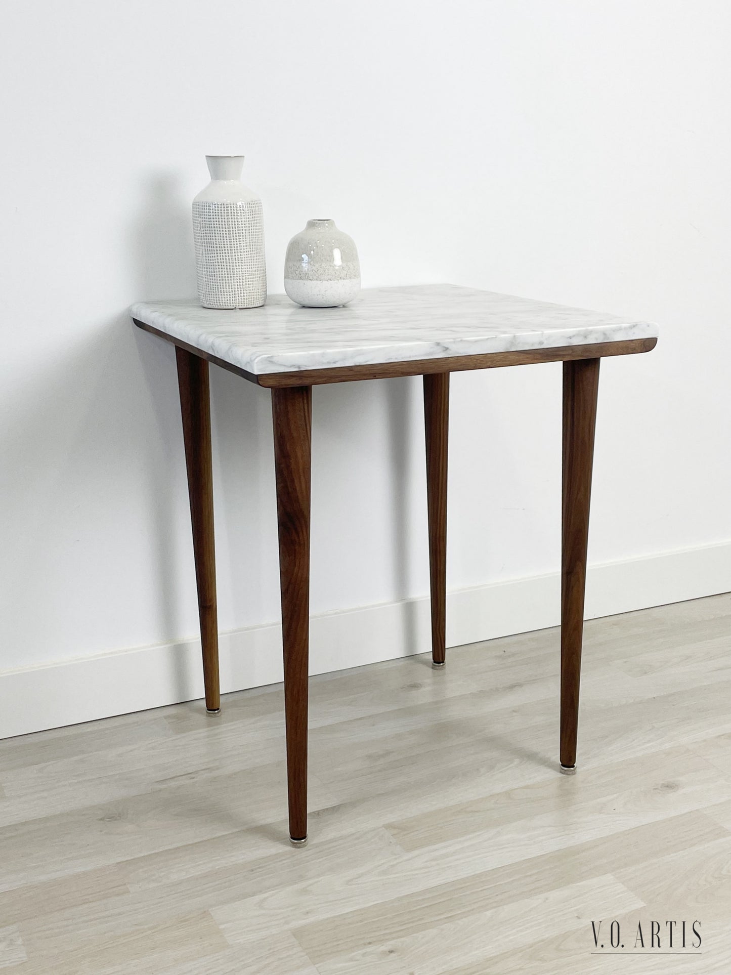 Coffee table with Marble Top, in solid American Walnut our Oak