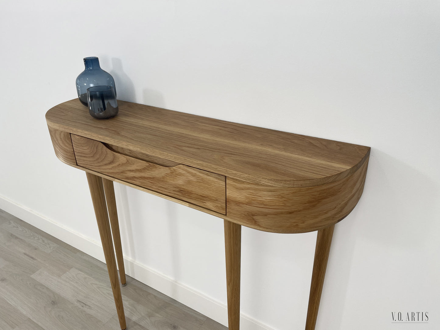 Console Table with drawer and 4 Legs in solid American Oak or Walnut