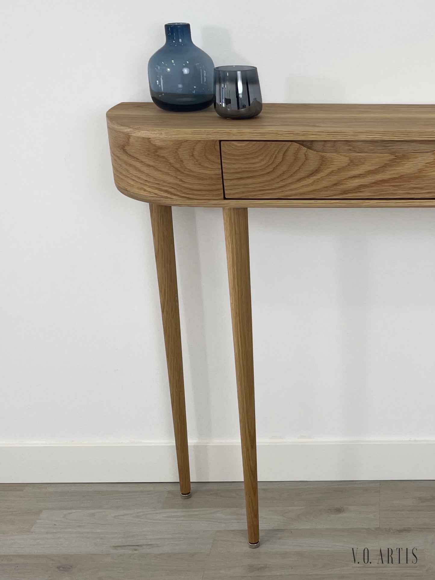 Console Table with 2 drawers and 4 Legs in solid American Oak or Walnut