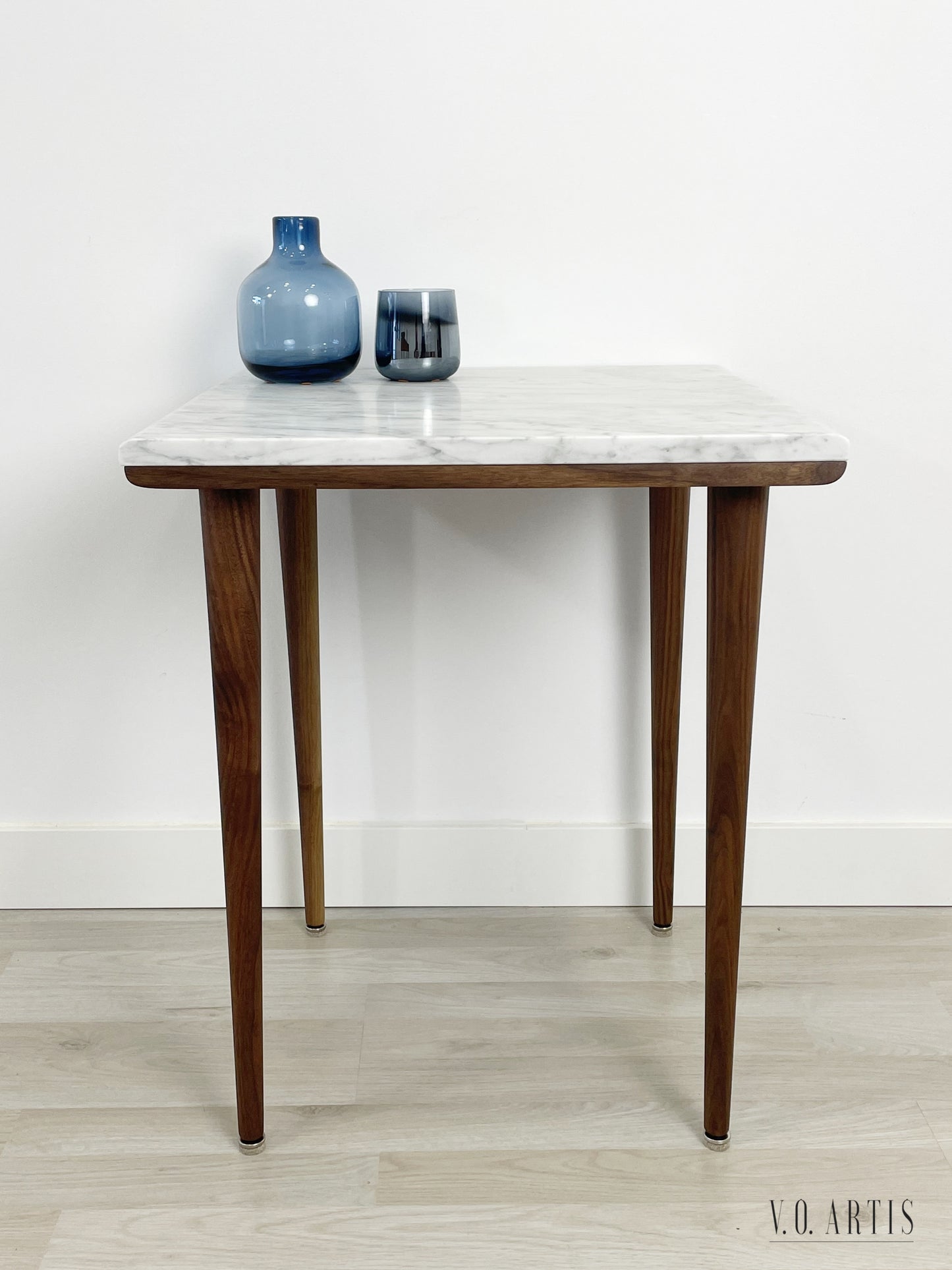 Coffee table with Marble Top, in solid American Walnut our Oak