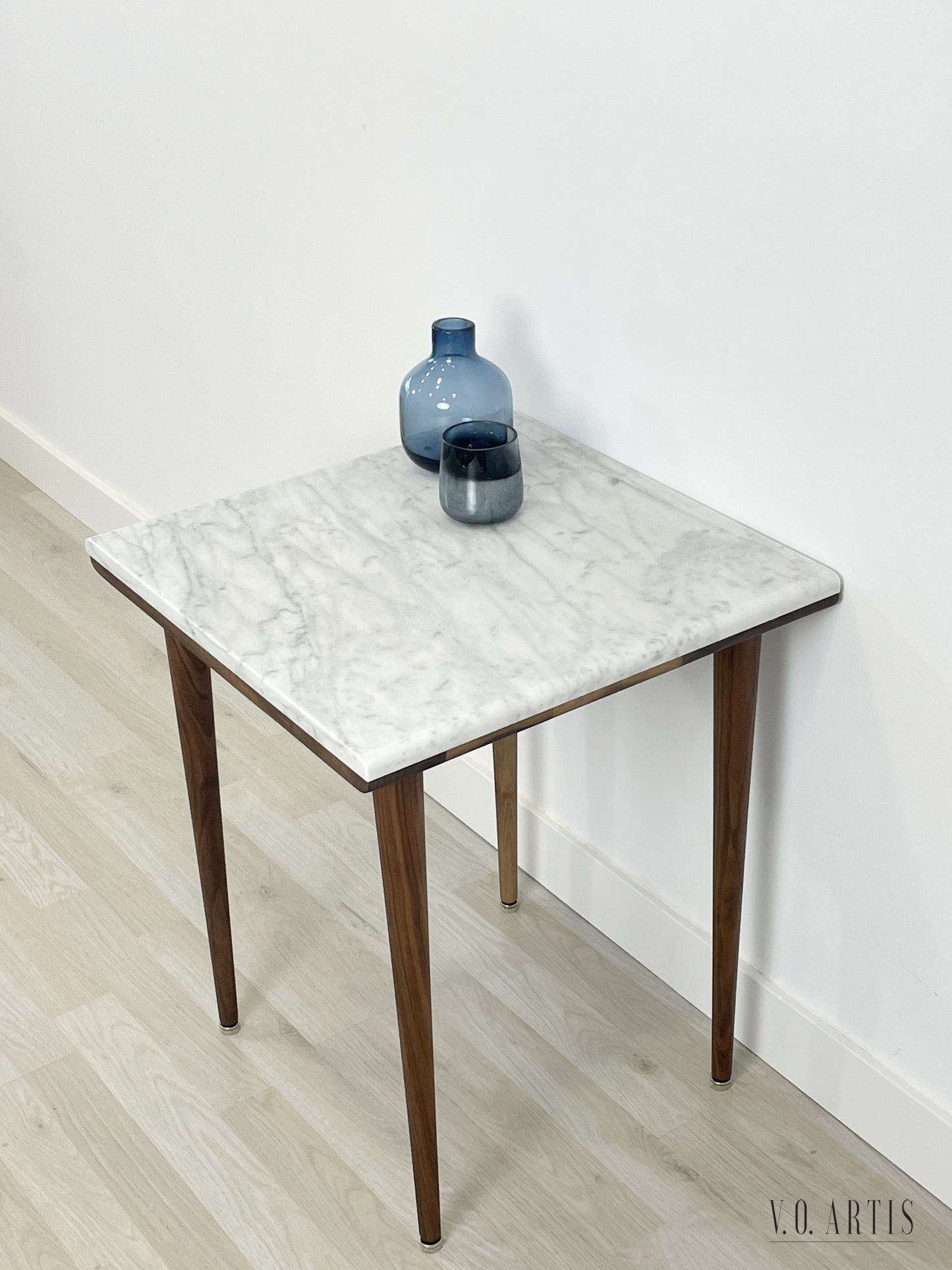 Coffee table with Marble Top, in solid American Walnut our Oak