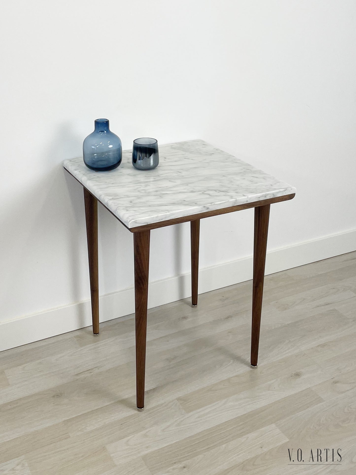 Coffee table with Marble Top, in solid American Walnut our Oak