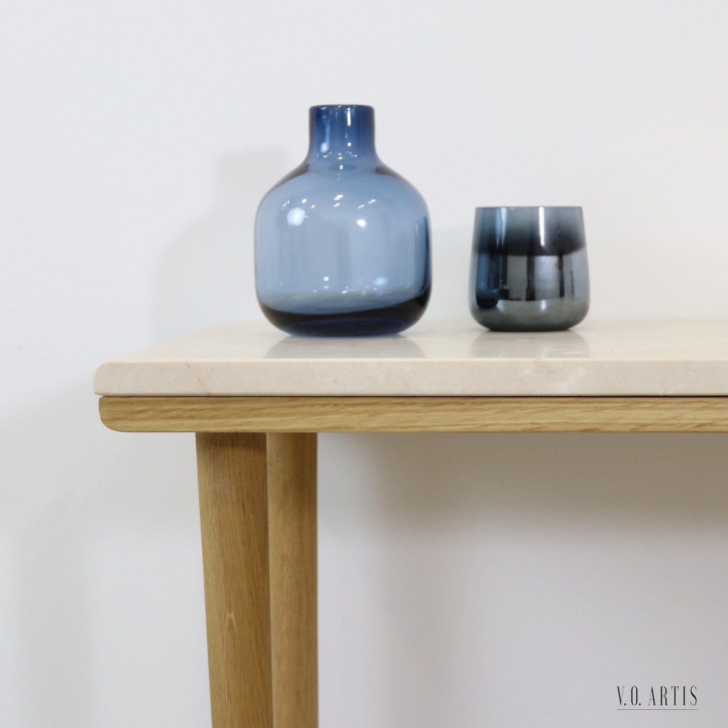 Coffee table with Marble Top, in solid American Walnut our Oak