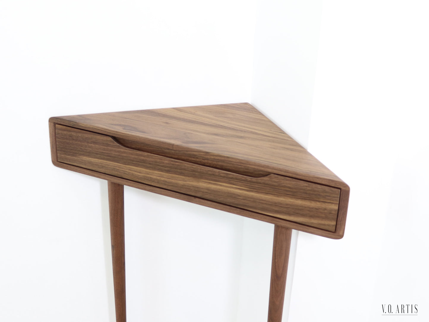 Corner console table in Solid Walnut or Oak