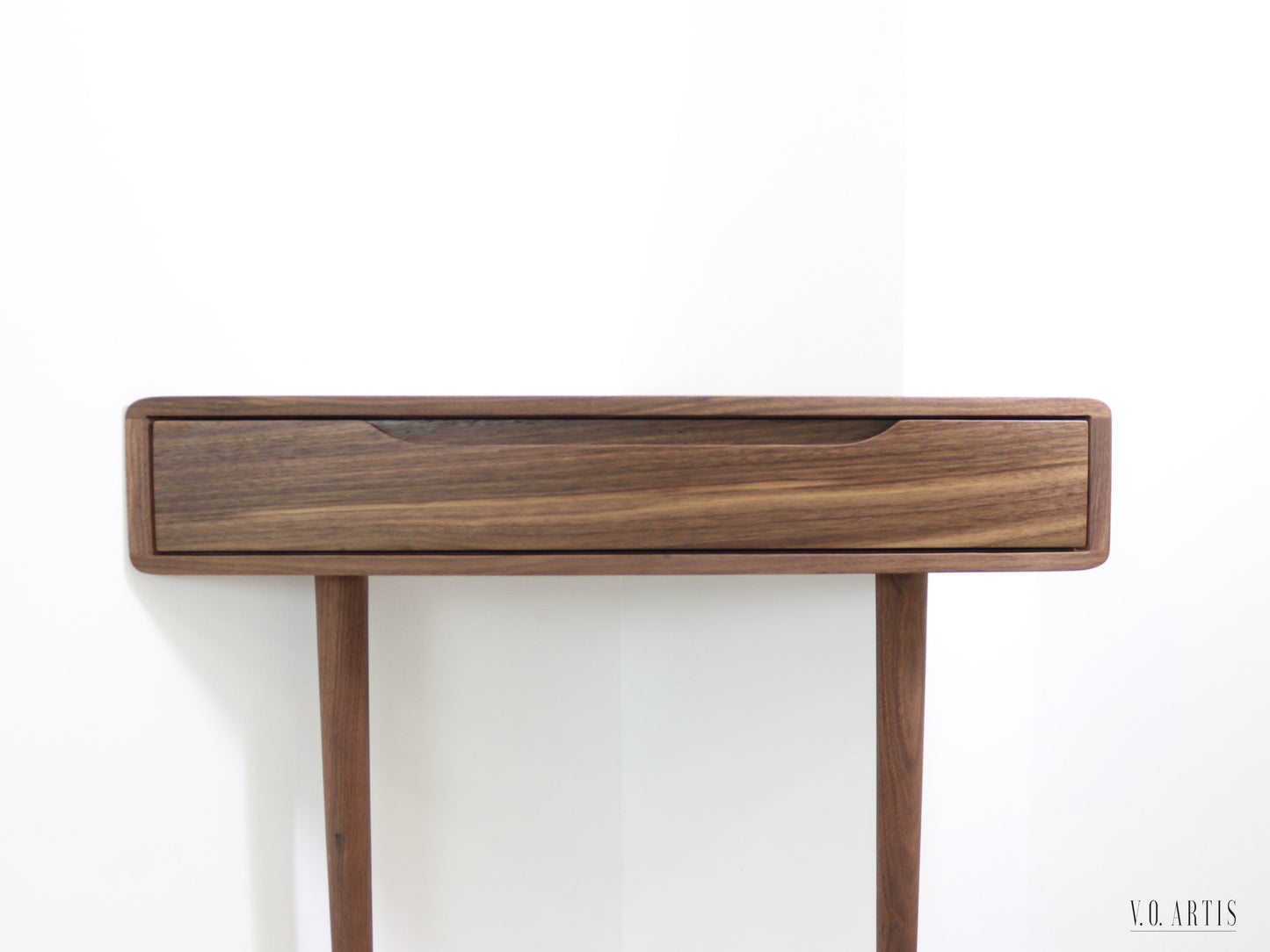 Corner console table in Solid Walnut or Oak