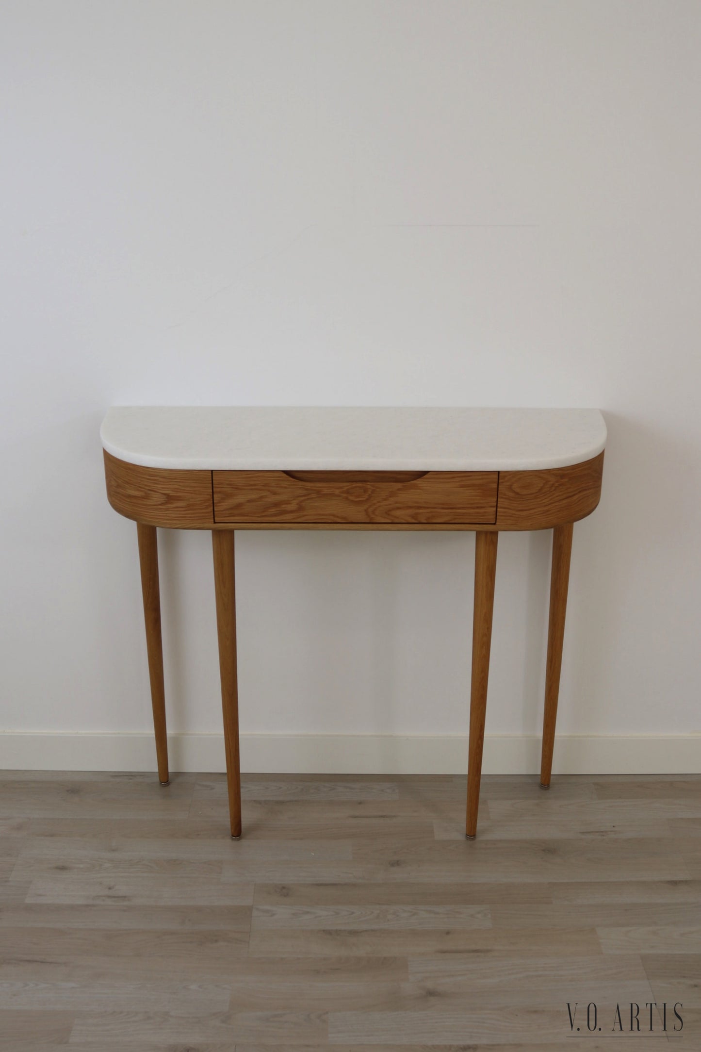 Marble Console Table.  Oak Hallway Table, Modern Wood Entryway Furniture