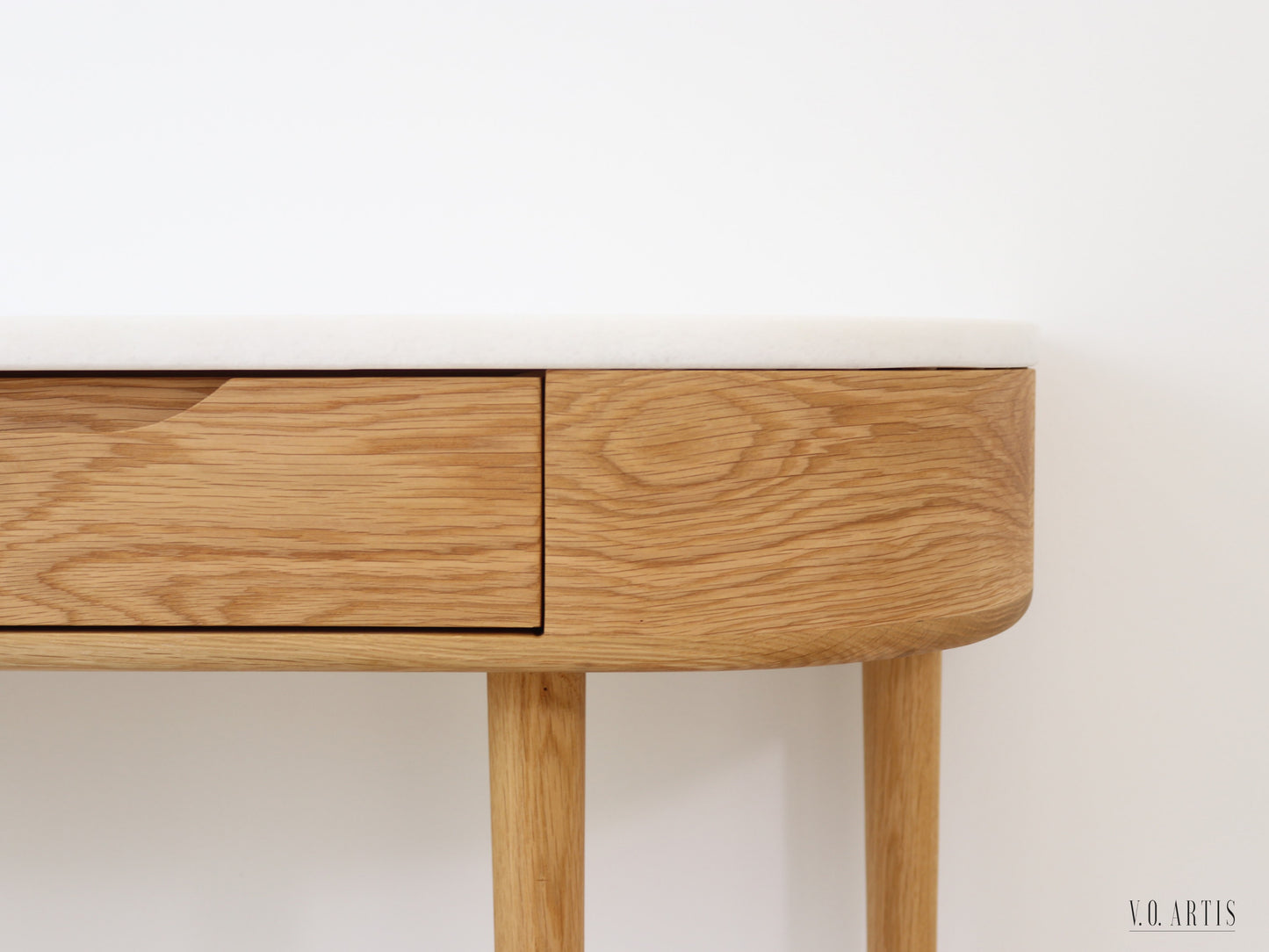 Marble Console Table.  Oak Hallway Table, Modern Wood Entryway Furniture