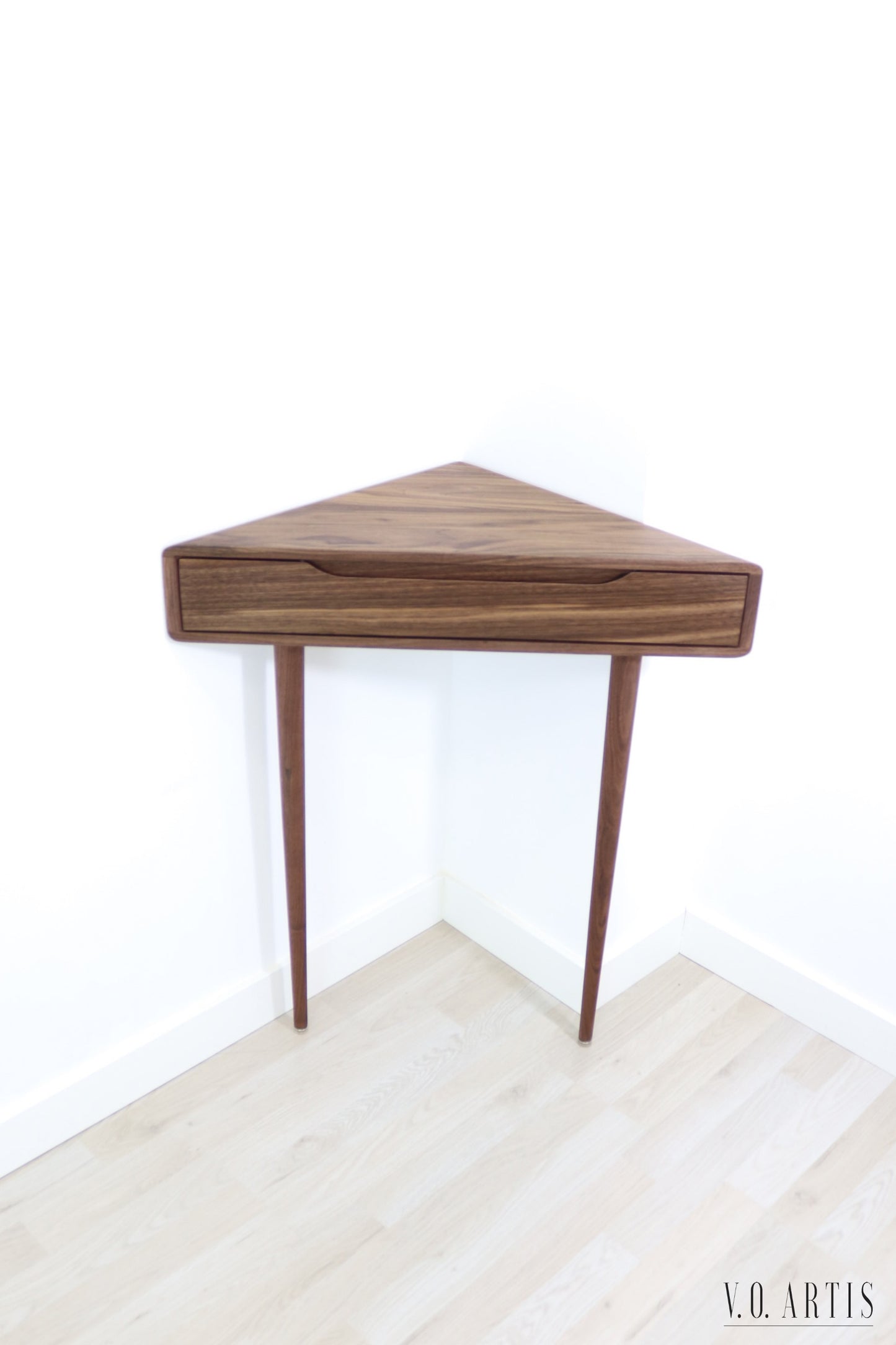 Corner console table in Solid Walnut or Oak