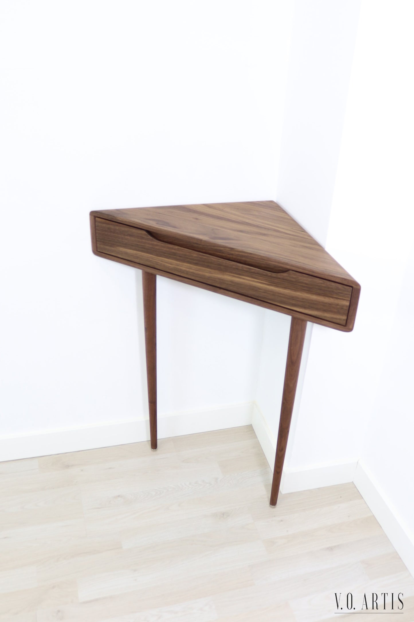 Corner console table in Solid Walnut or Oak