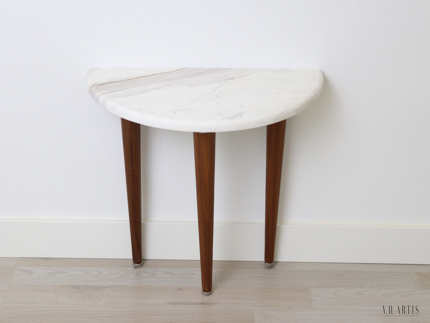 Side table for living room in solid american Walnut with marble top