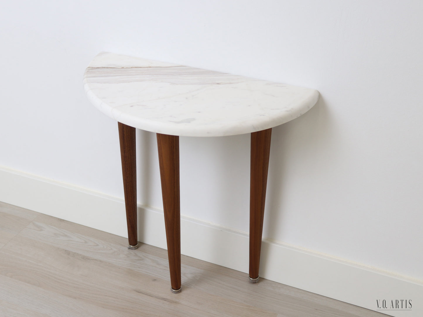 Side table for living room in solid american Walnut with marble top