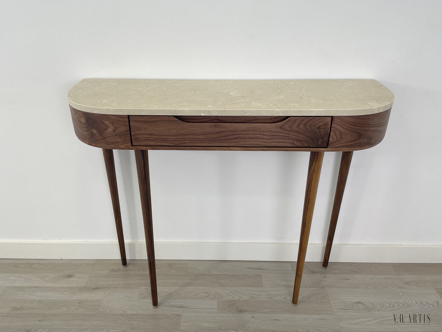 Marble Console Table.  Walnut Hallway Table, Modern Wood Entryway Furniture