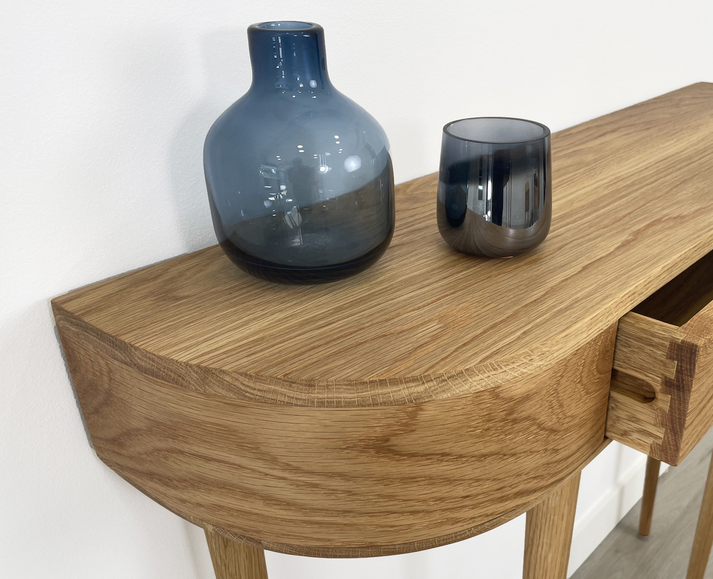 Console Table with 2 drawers and 4 Legs in solid American Oak or Walnut