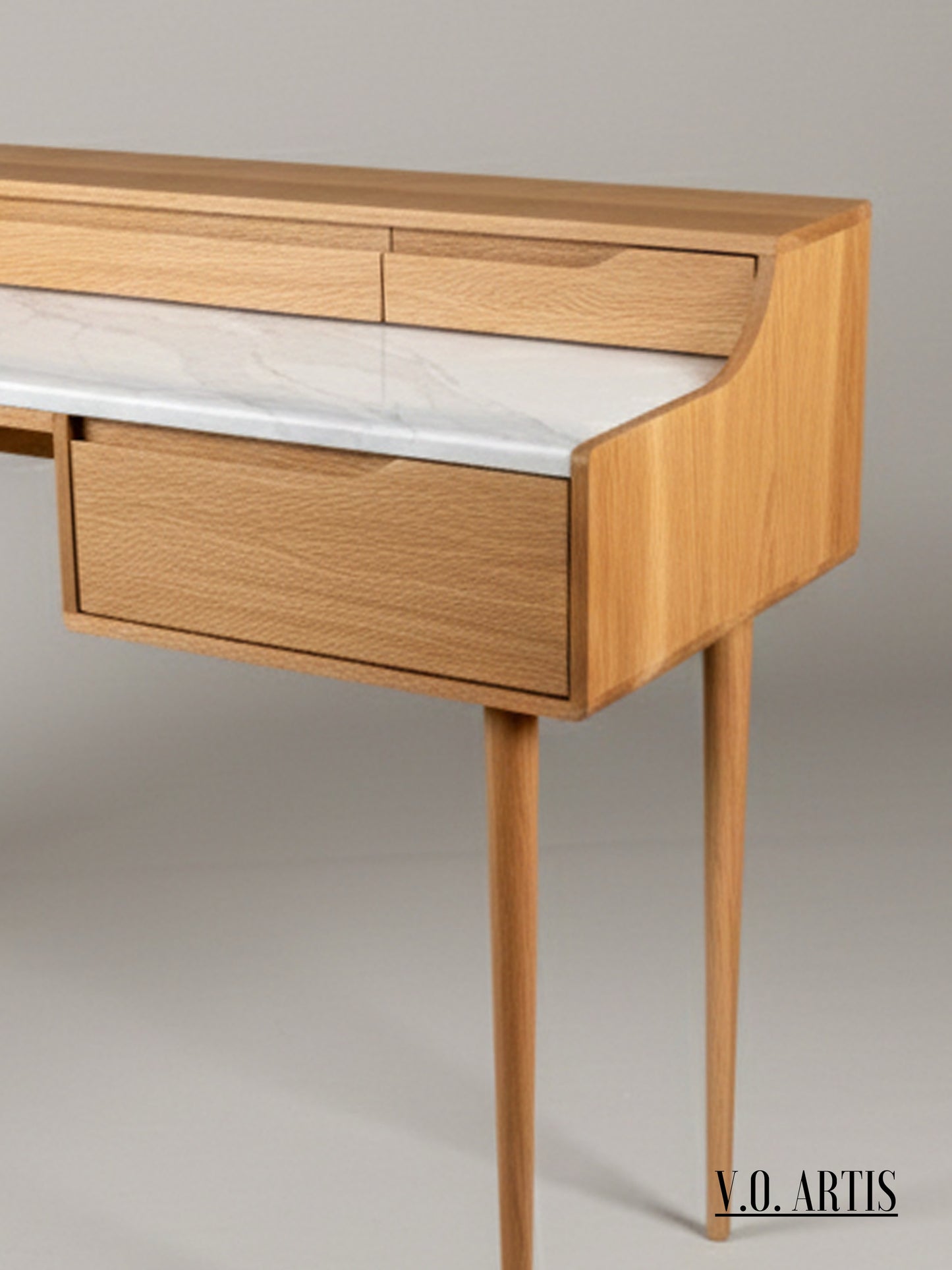 Vanity , Dressing Table  in solid American Oak or Walnut and marble top