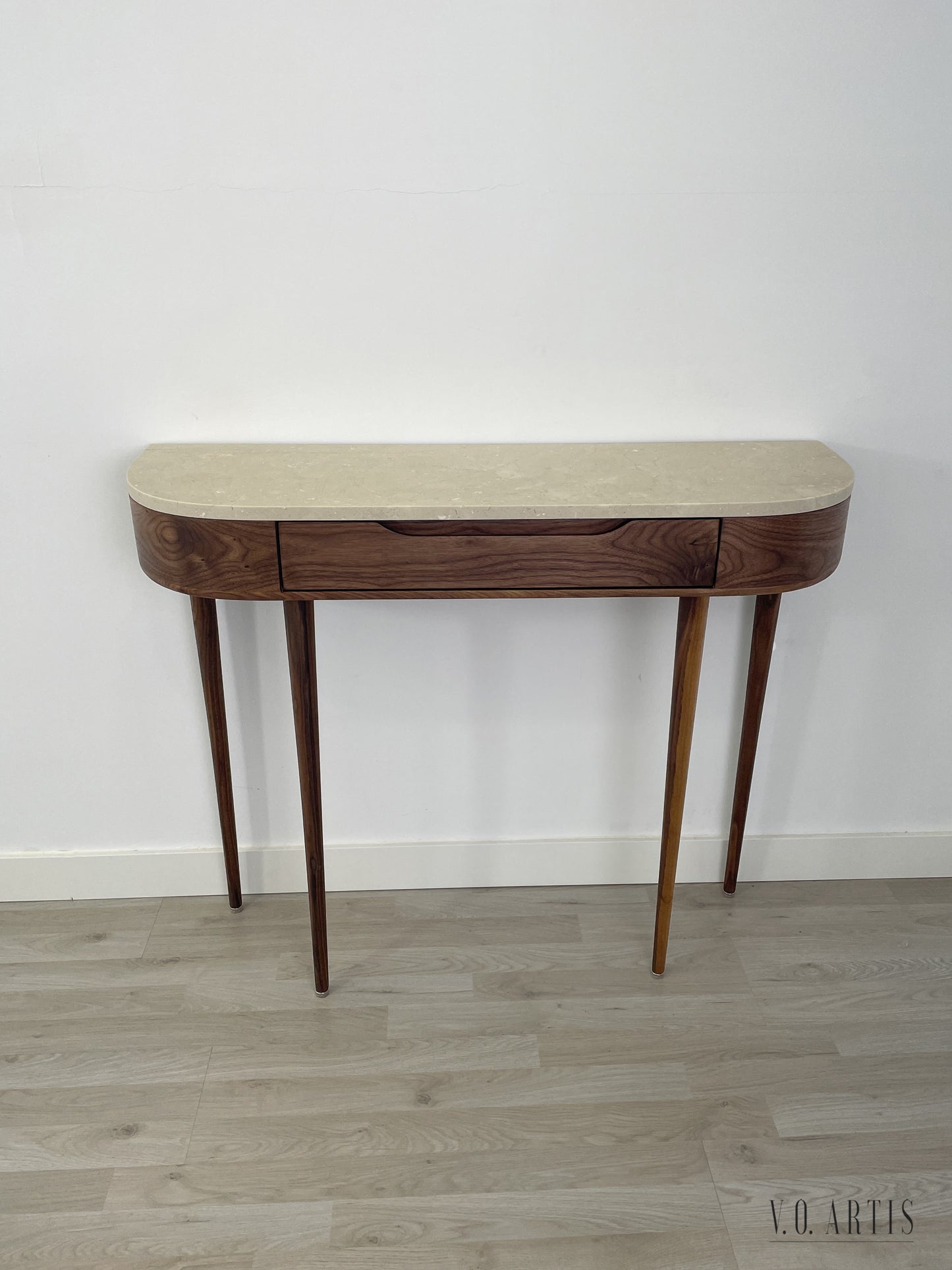 Marble Console Table.  Walnut Hallway Table, Modern Wood Entryway Furniture