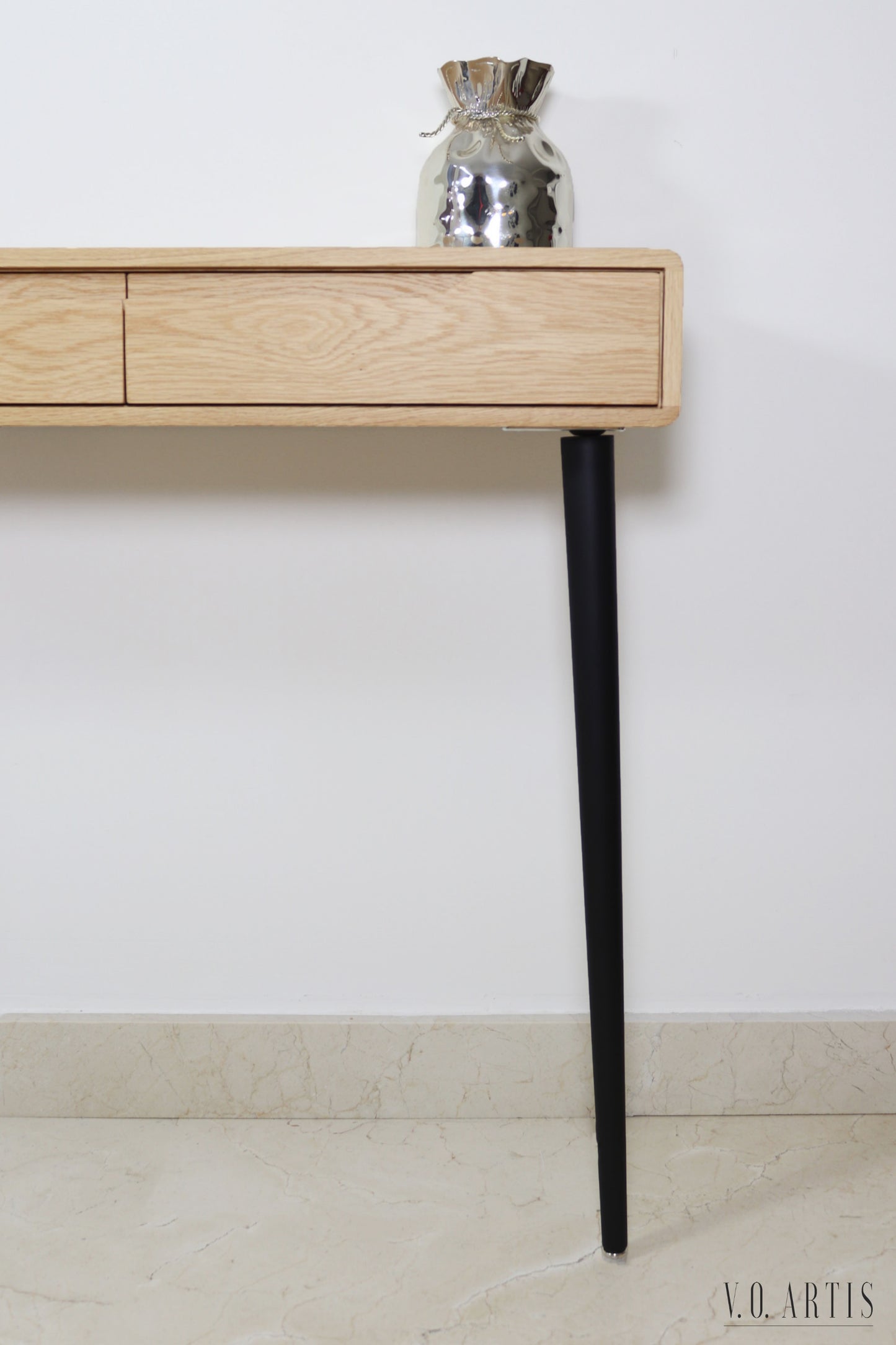 Console table with 3 drawers and 4 Legs in solid American Oak or Walnut