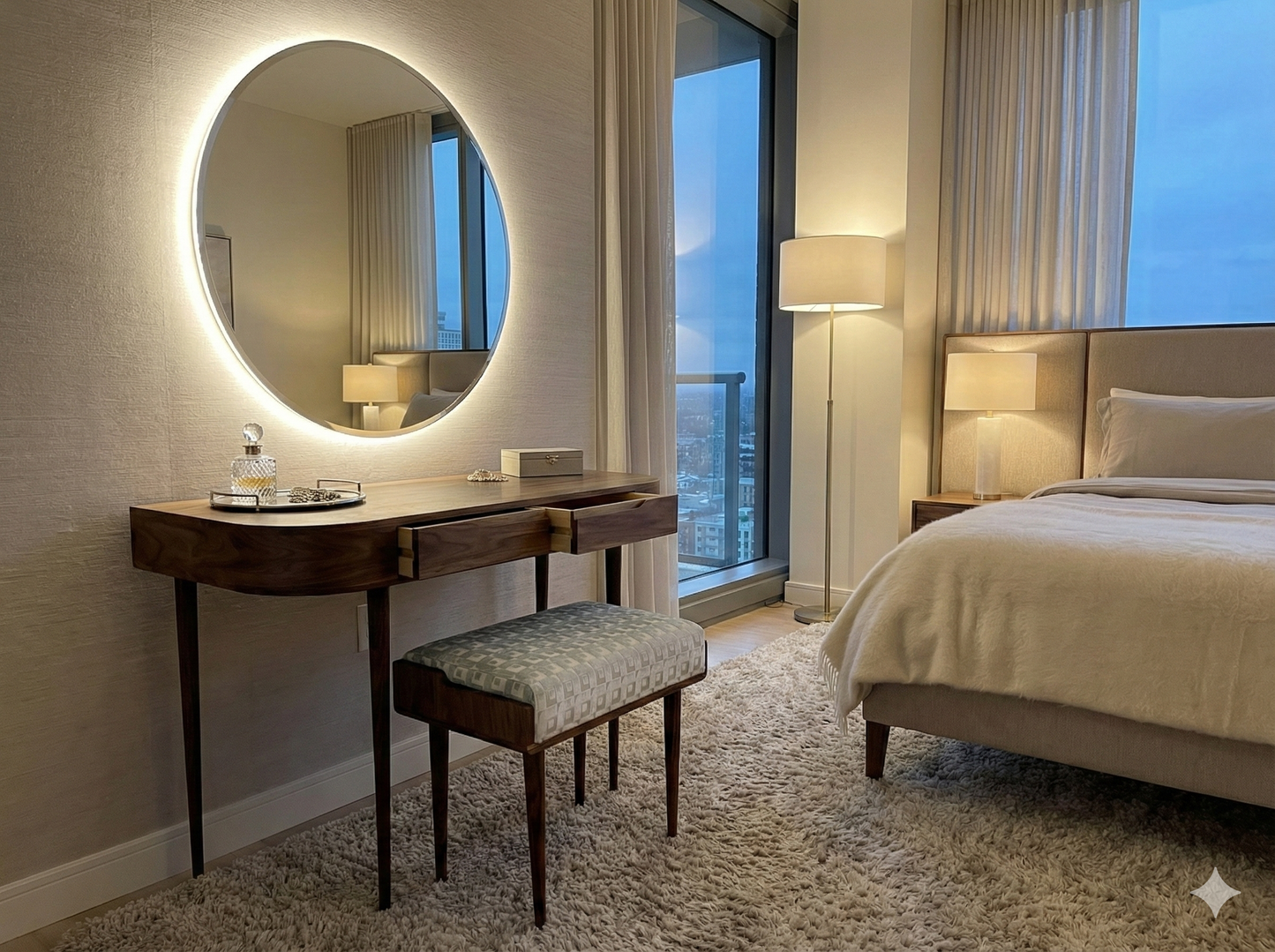 Curve Vanity , Dressing Table  in solid American Oak or Walnut