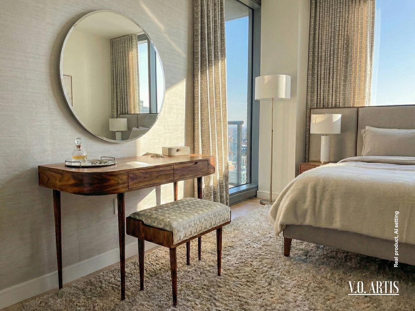 Curve Vanity , Dressing Table  in solid American Oak or Walnut