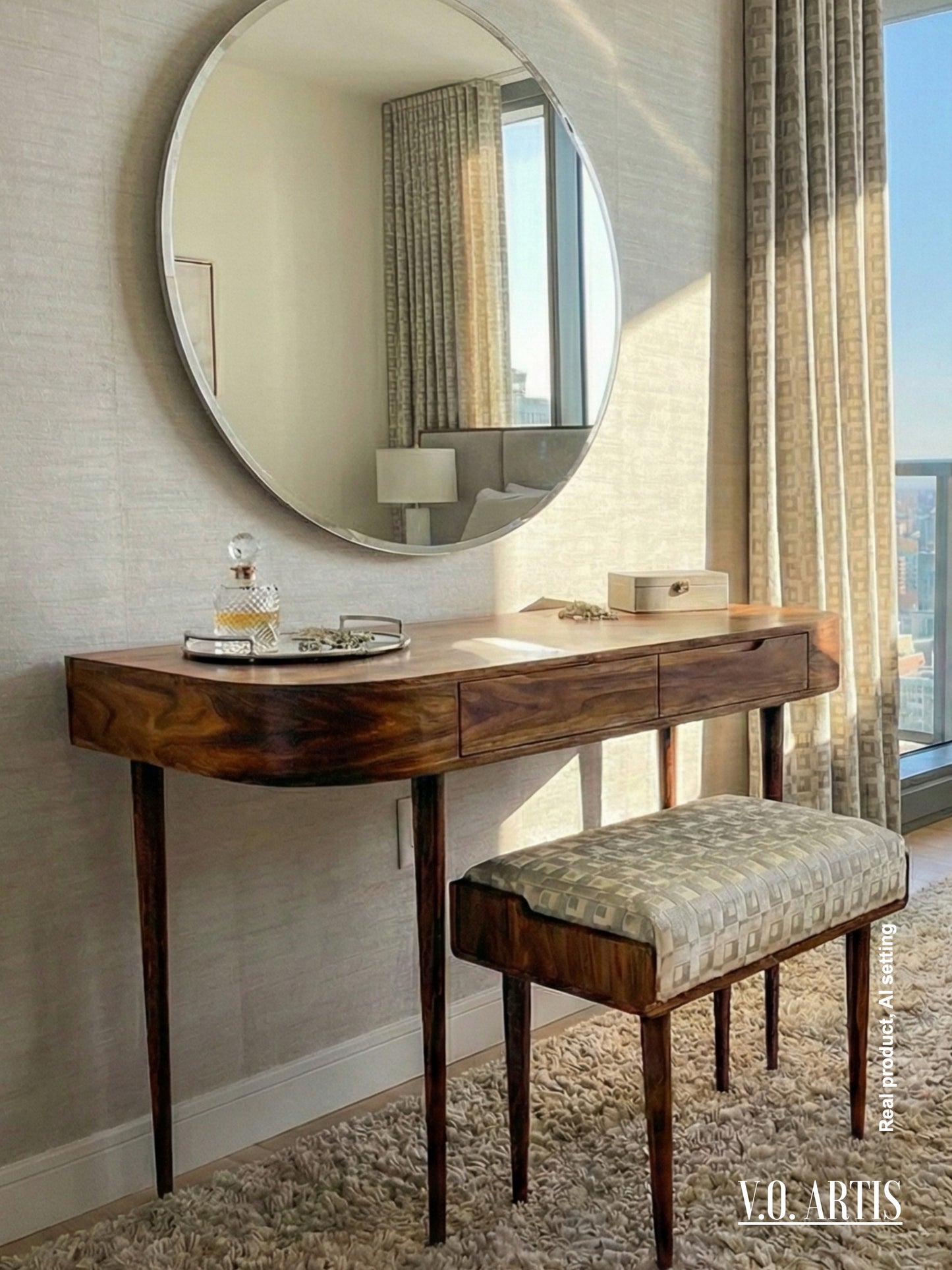 Curve Vanity , Dressing Table  in solid American Oak or Walnut