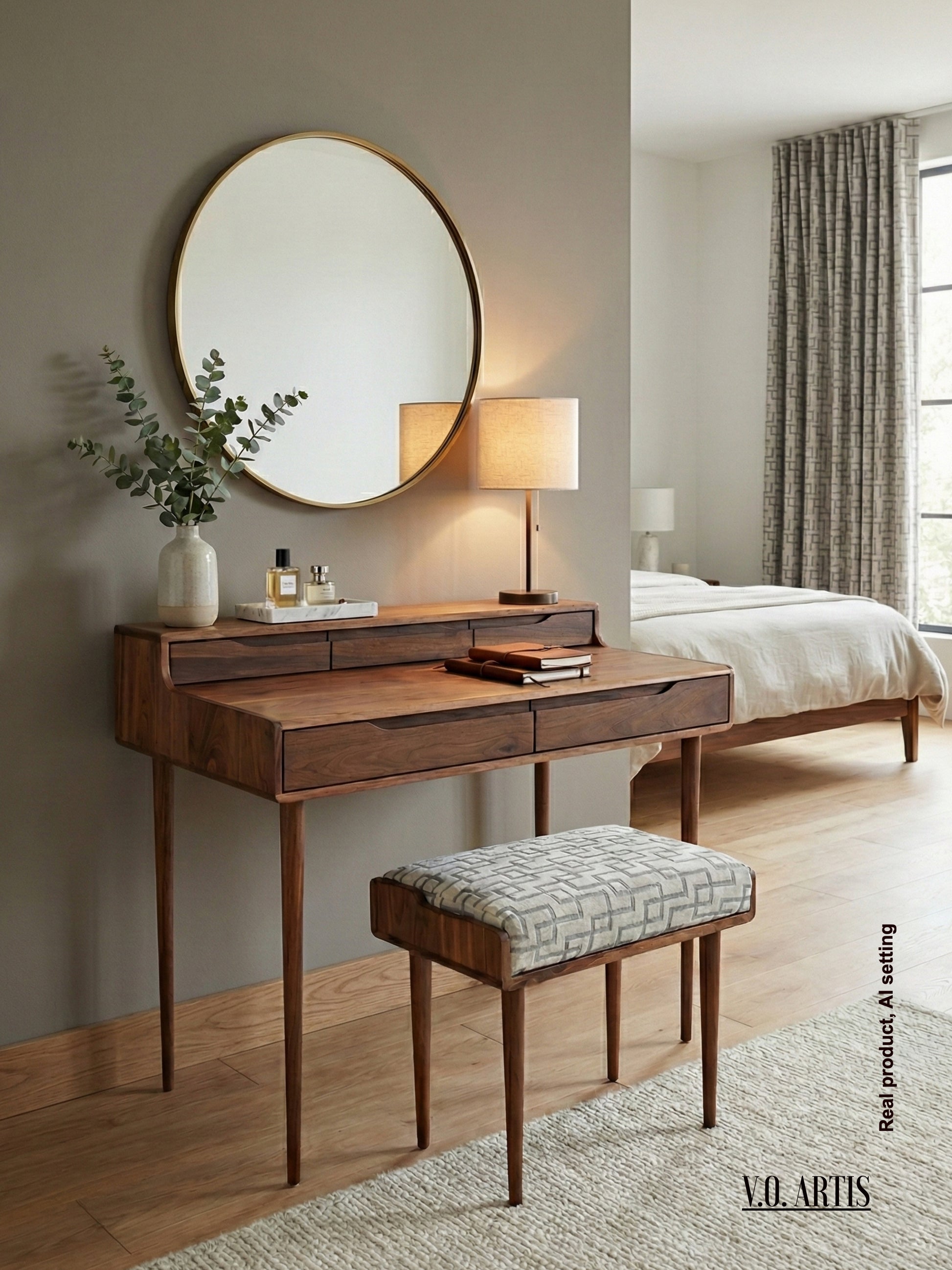 Vanity , Dressing Table in solid American Oak or Walnut – VOArtisDesign