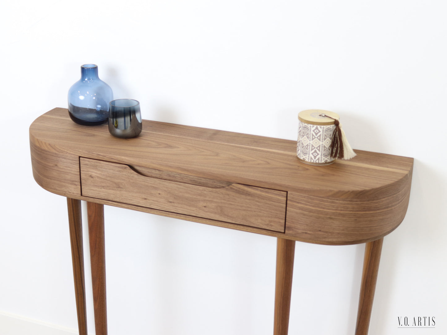 Console Table with drawer and 4 Legs in solid American Oak or Walnut