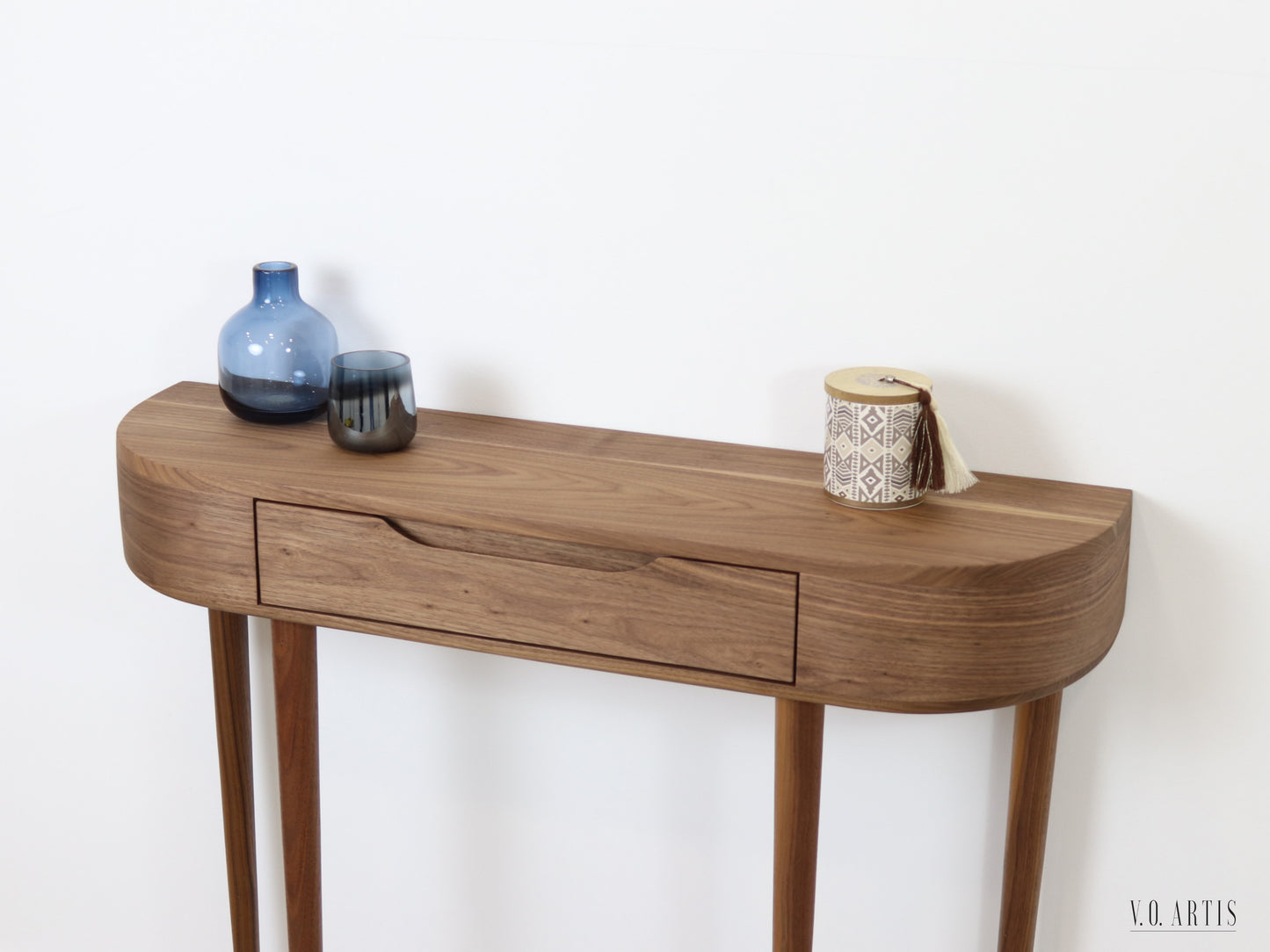 Console Table with drawer and 4 Legs in solid American Oak or Walnut