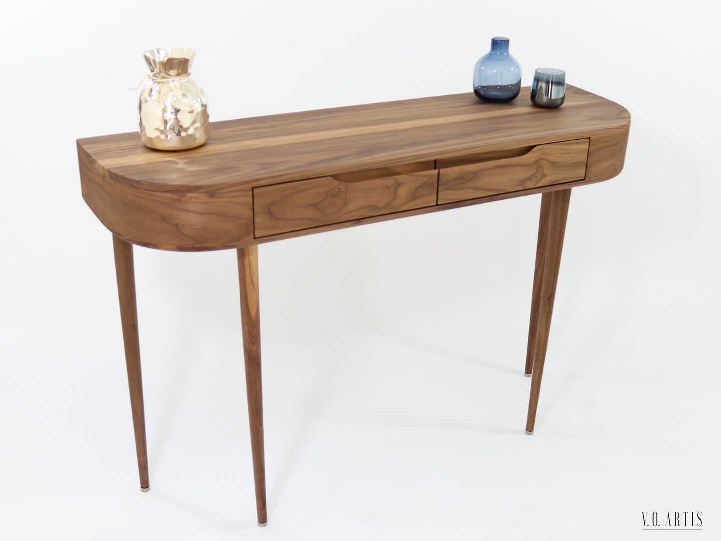 Console Table with 2 drawers and 4 Legs in solid American Oak or Walnut