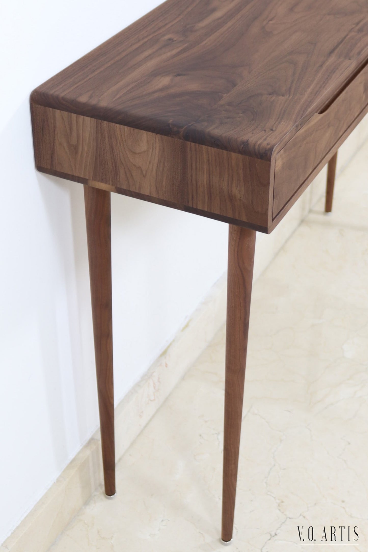 Console table with 3 drawers and 4 Legs in solid American Oak or Walnut