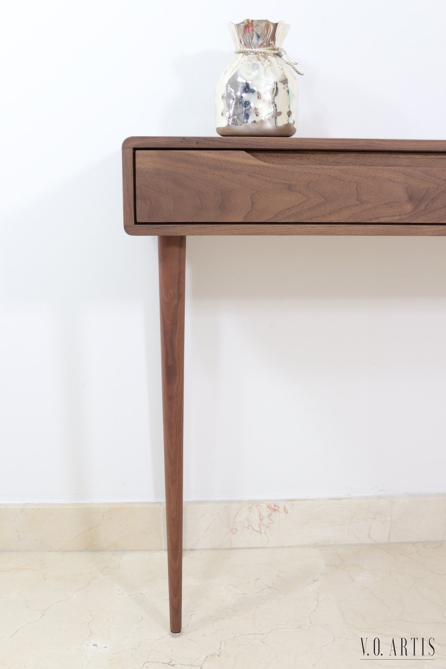 Console table with 3 drawers and 4 Legs in solid American Oak or Walnut