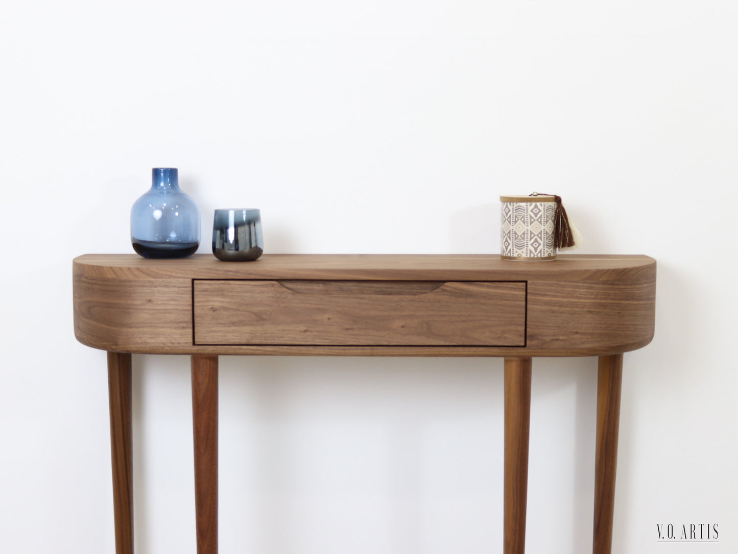 Console Table with drawer and 4 Legs in solid American Oak or Walnut