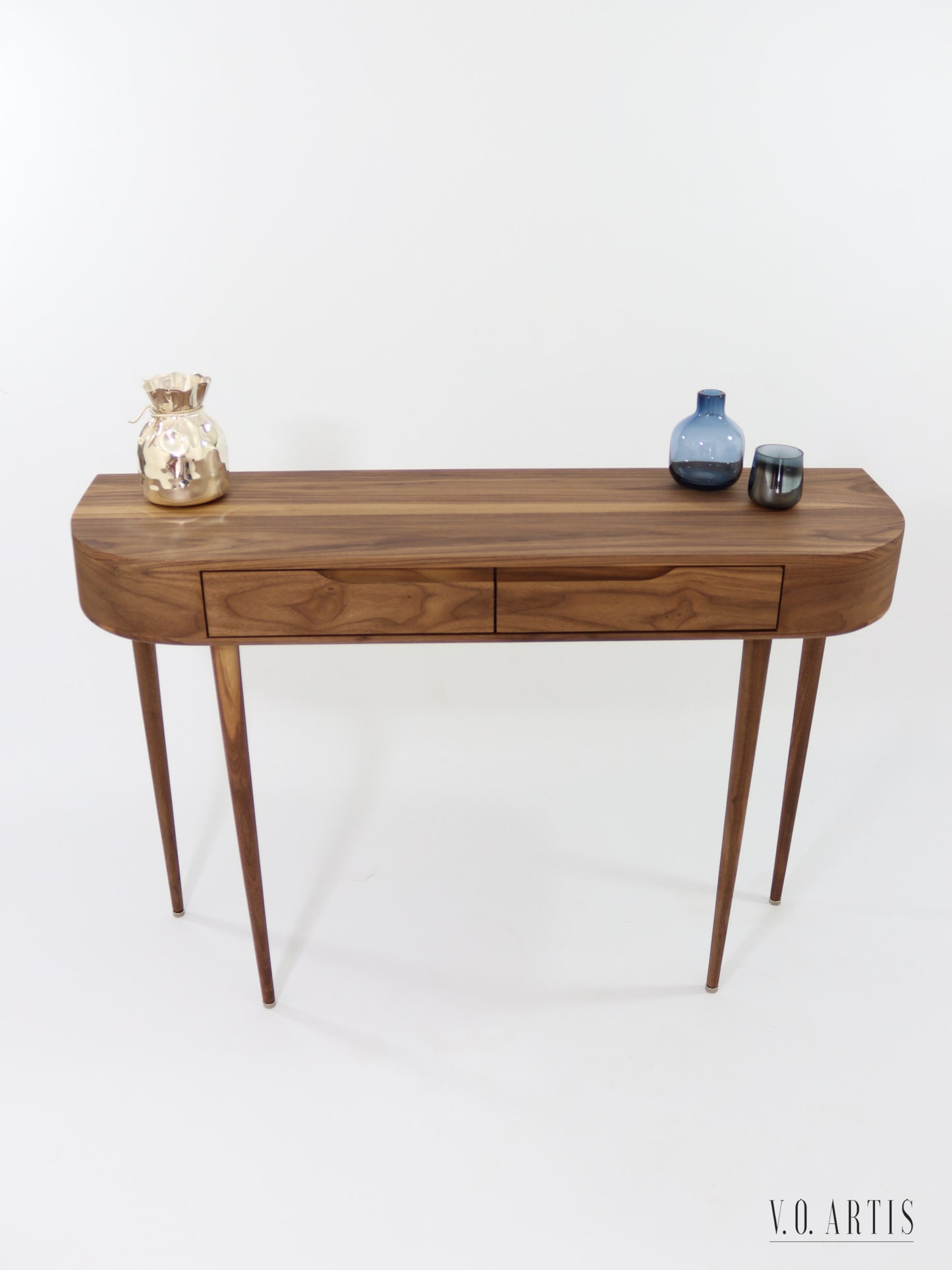 Console Table with 2 drawers and 4 Legs in solid American Oak or Walnut