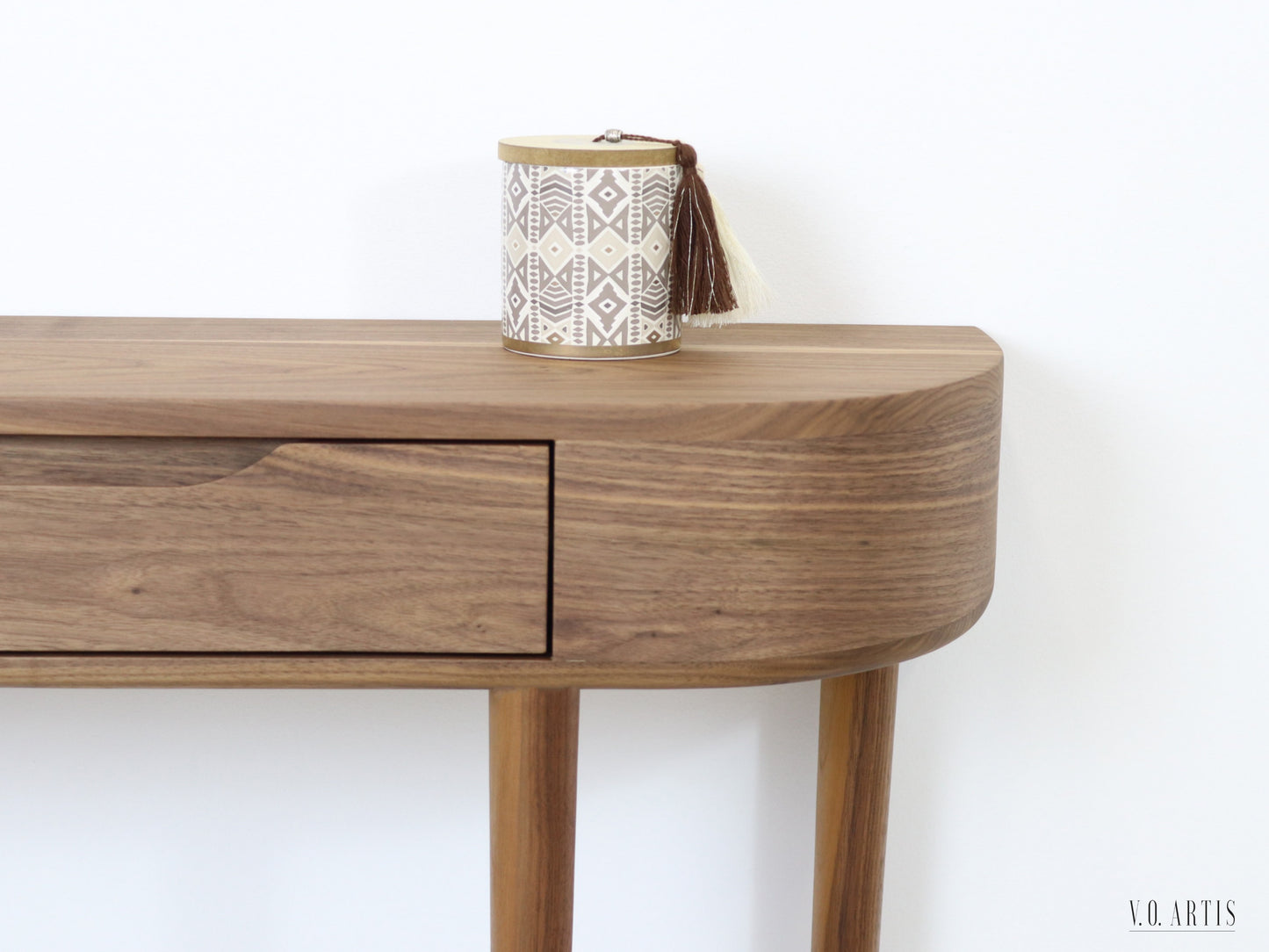 Console Table with drawer and 4 Legs in solid American Oak or Walnut