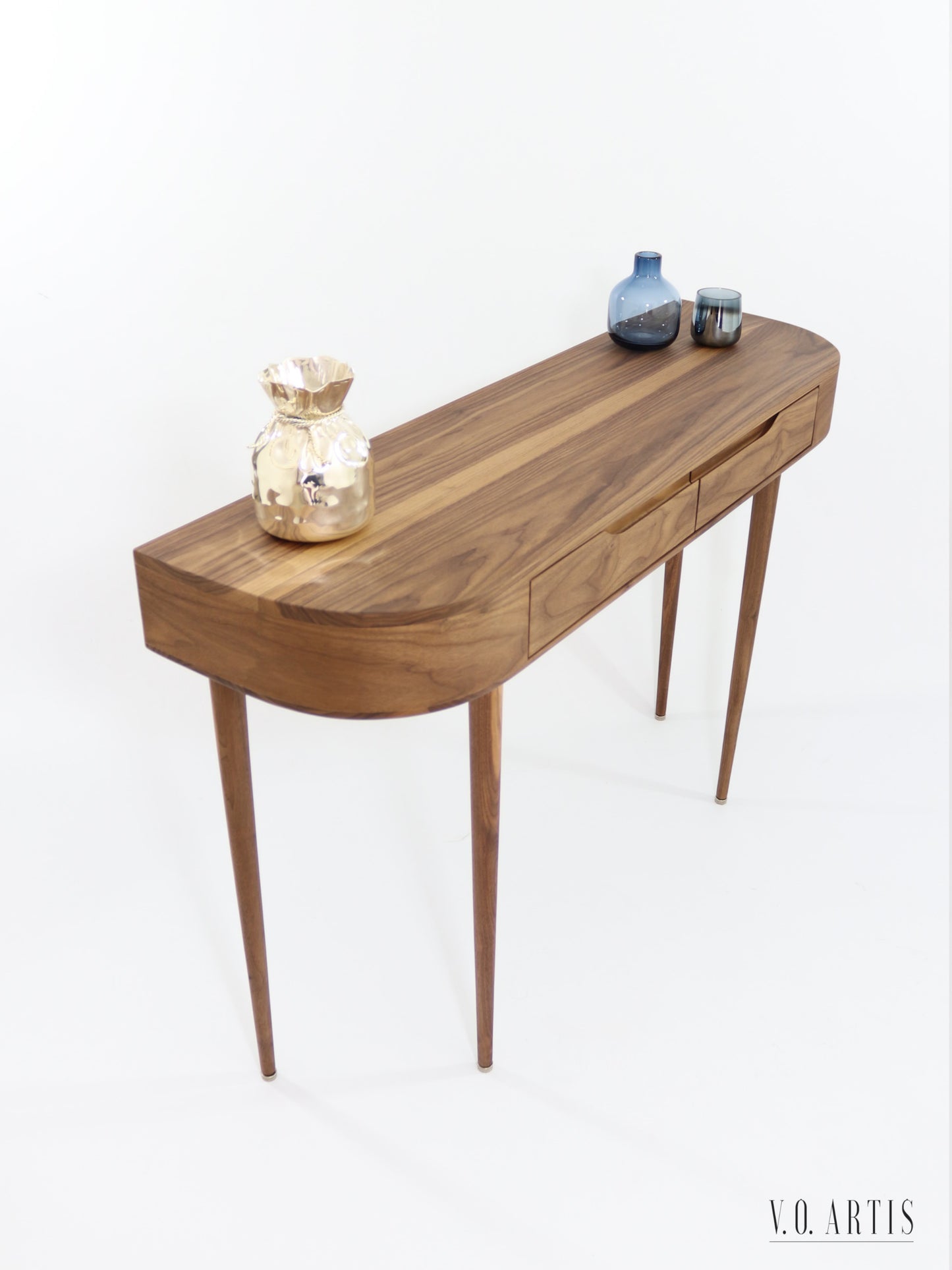 Console Table with 2 drawers and 4 Legs in solid American Oak or Walnut