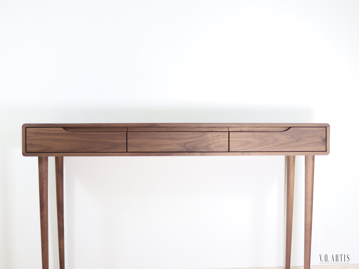 Console table with 3 drawers and 4 Legs in solid American Oak or Walnut