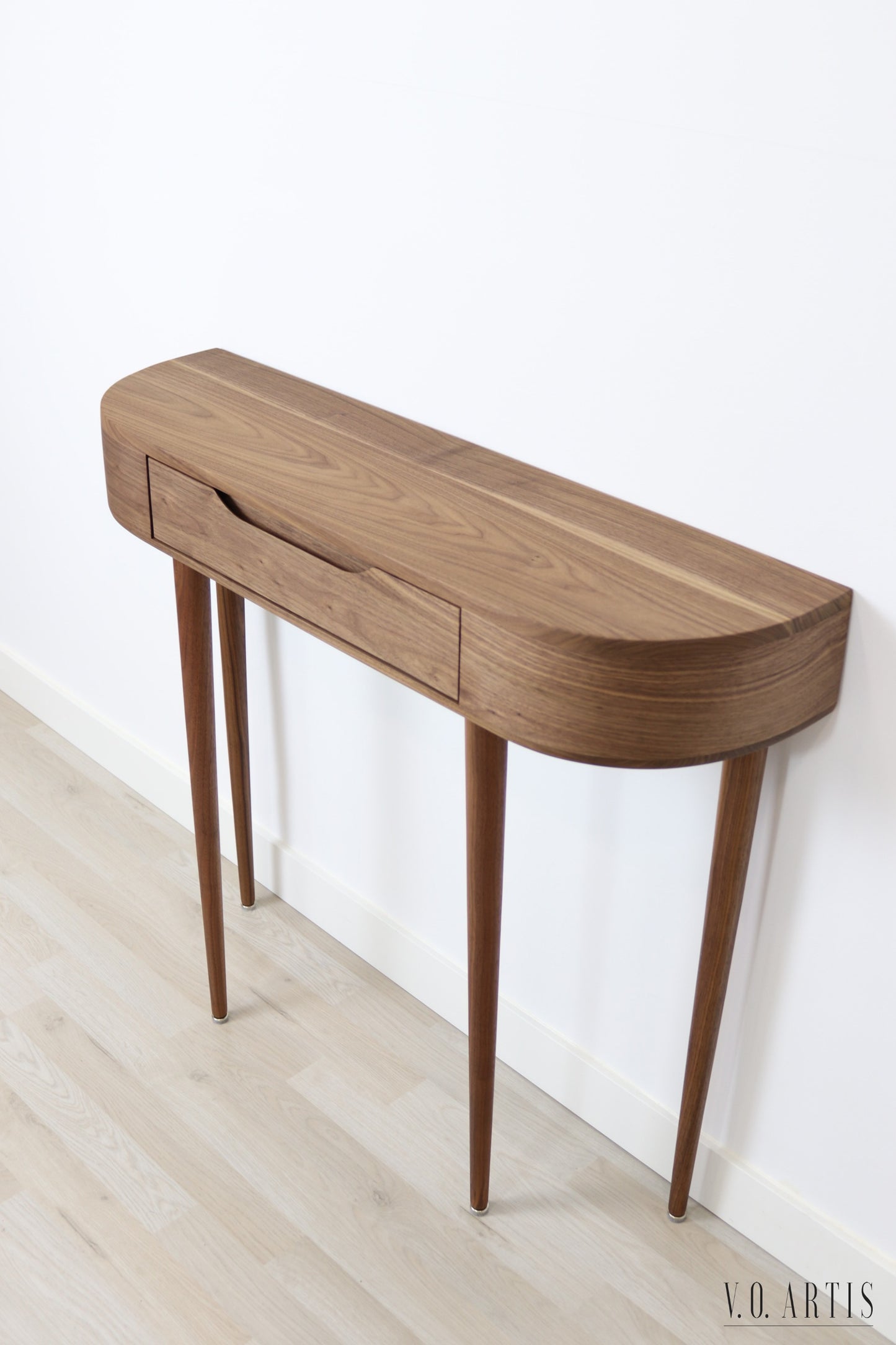 Console Table with drawer and 4 Legs in solid American Oak or Walnut