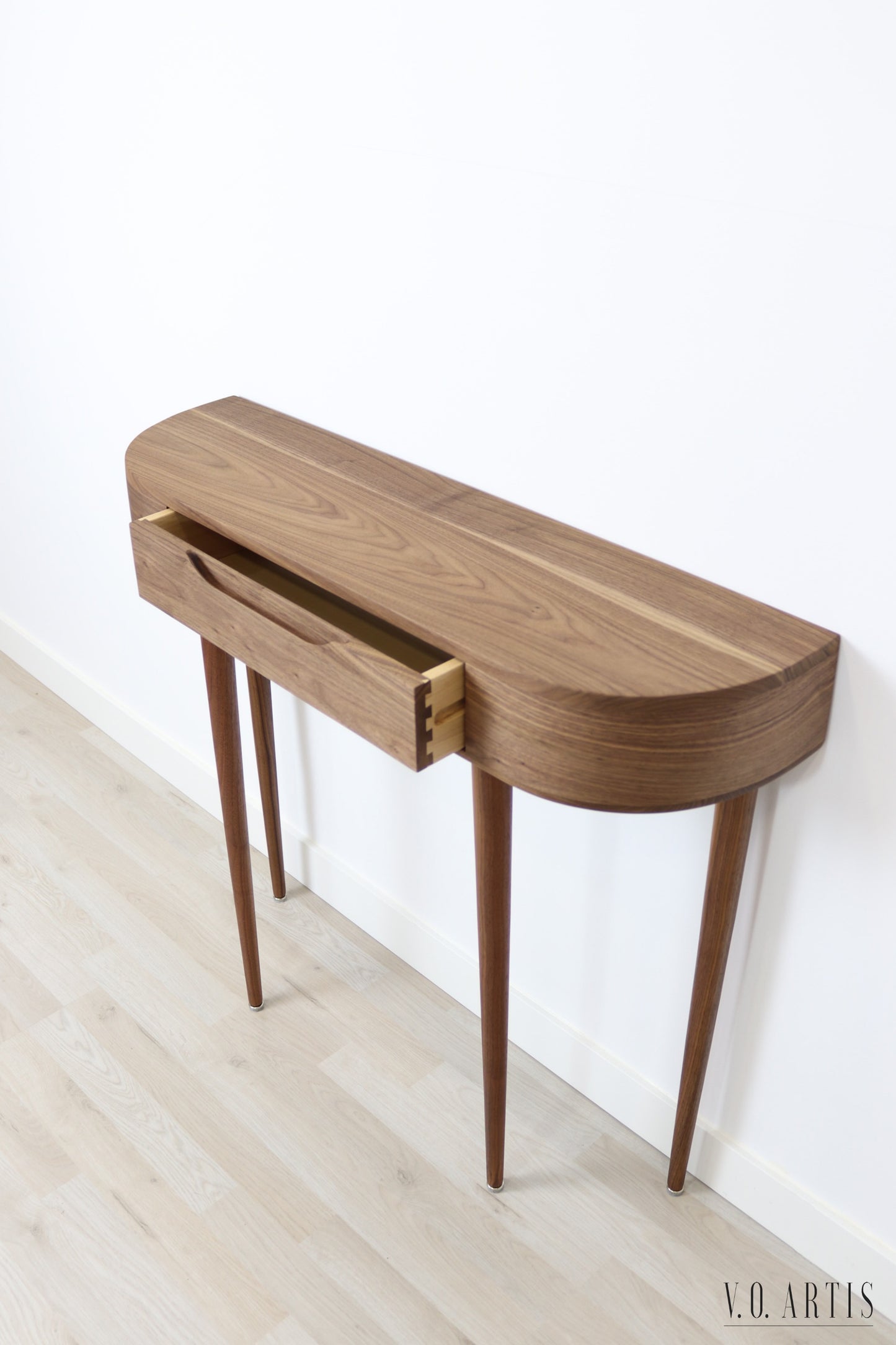 Console Table with drawer and 4 Legs in solid American Oak or Walnut